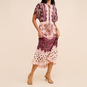 FARM Rio Glam Tapestry Lace Slip Maxi Dress Size S